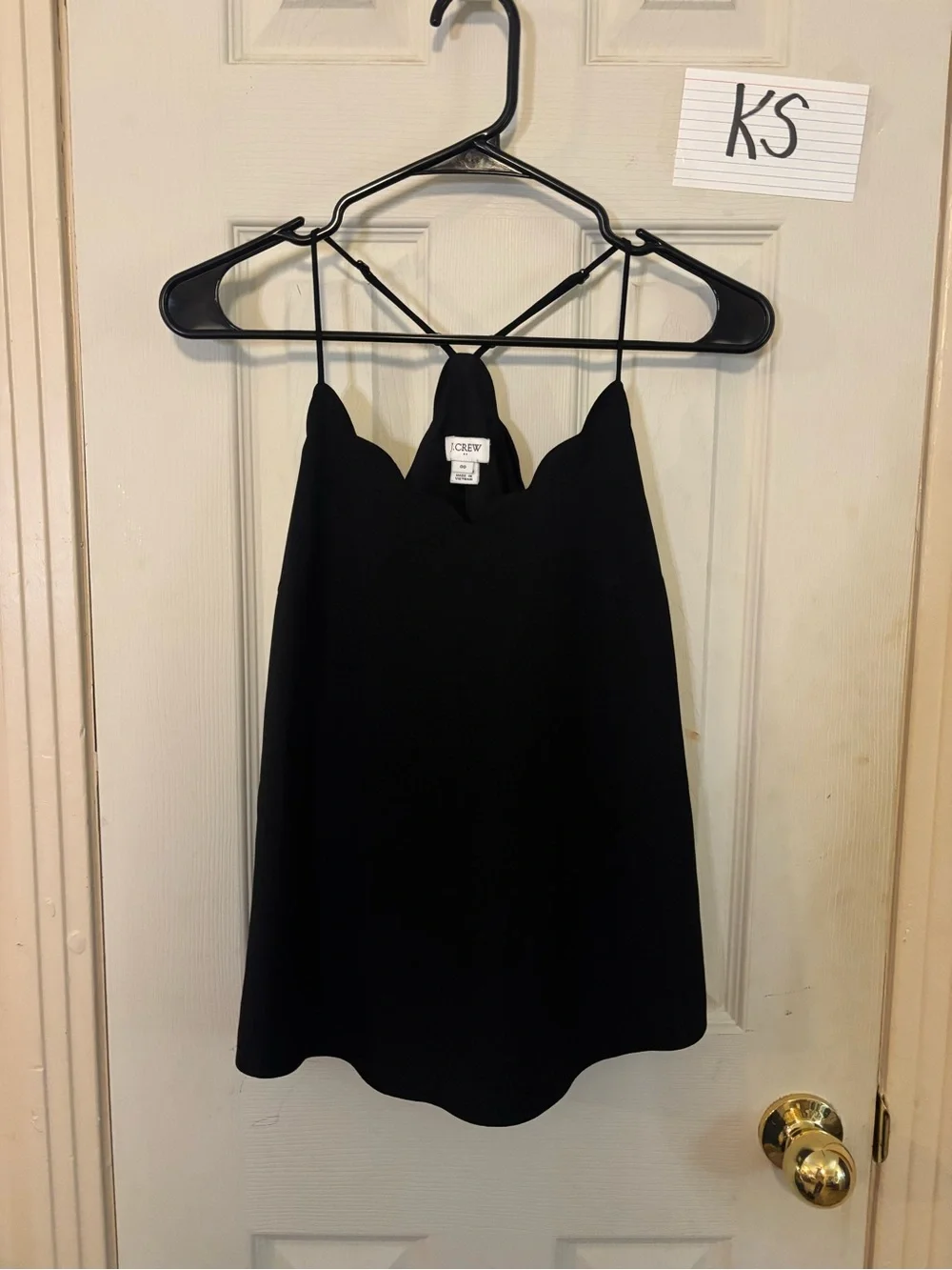 J. Crew Black Scallop-Edge tank with Spaghetti Straps